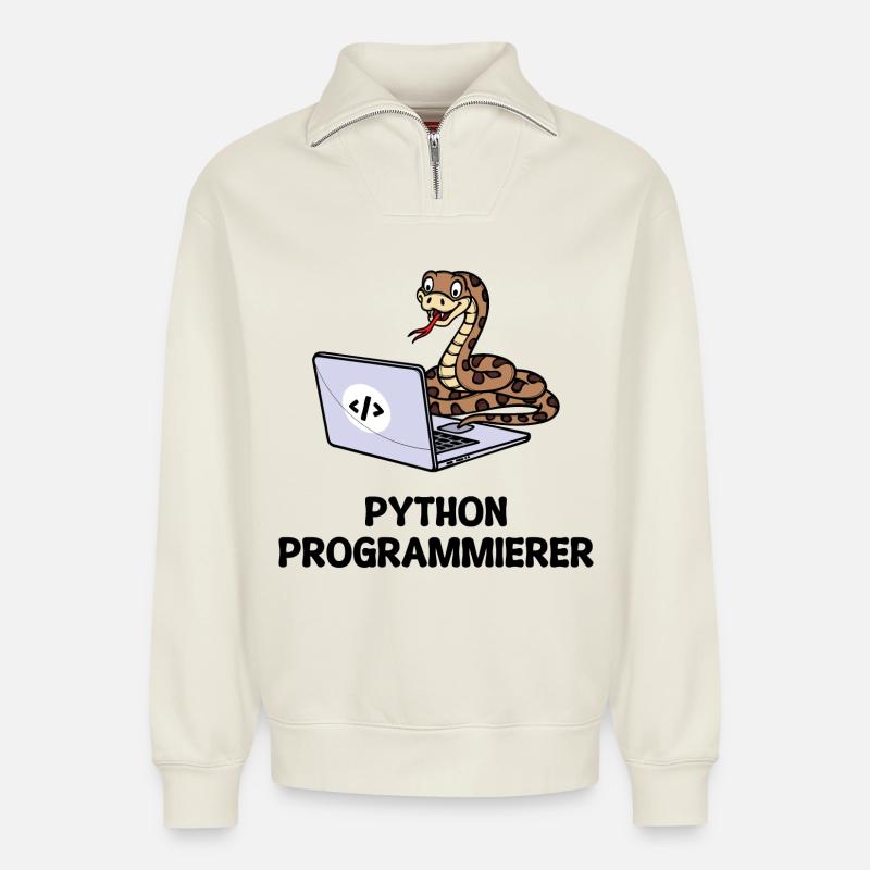 Programmer Computer Code Developer Statement - Relaxed Unisex Organic Half Zip Sweatshirt – by SPREAD - off white