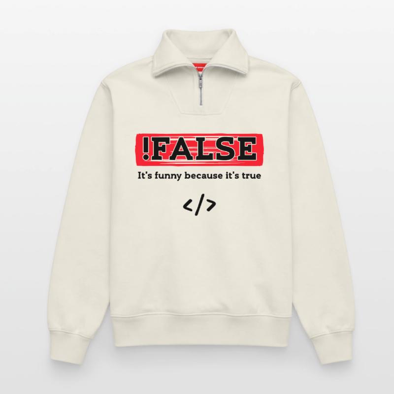 Code Debug Programmer Developer Funny Sayings Relaxed Unisex Organic Half Zip Sweatshirt – by SPREAD