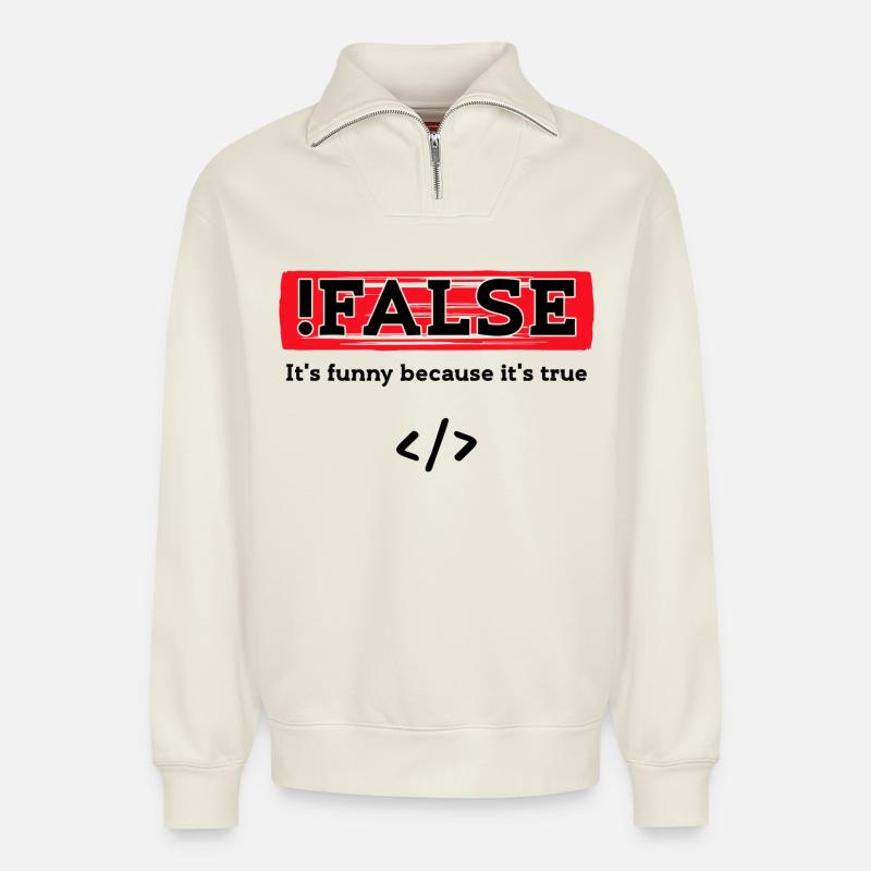 Code Debug Programmierer Developer Lustige Sprüche - Relaxed Unisex Organic Half Zip Sweatshirt – von SPREAD - Naturweiß