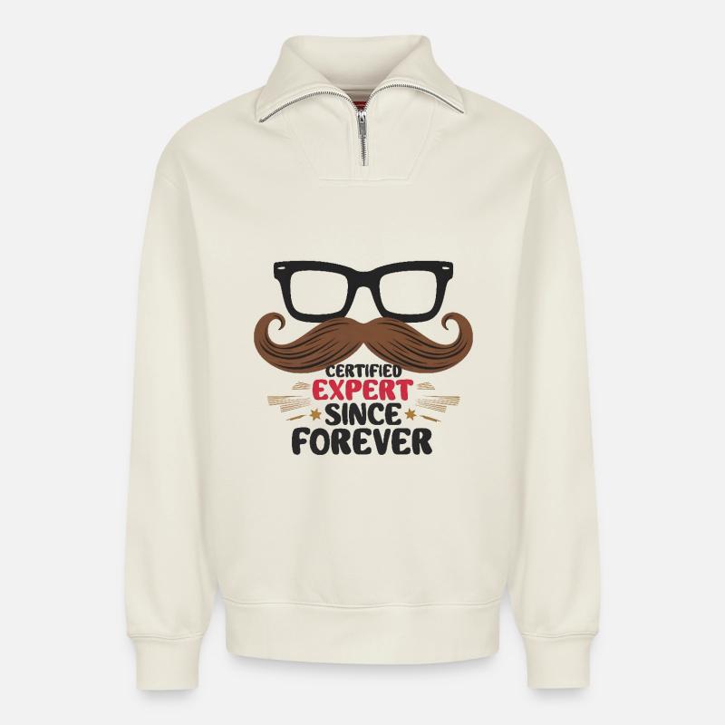 Certified Expert Since Forever - Relaxed Unisex Organic Half Zip Sweatshirt – von SPREAD - Naturweiß