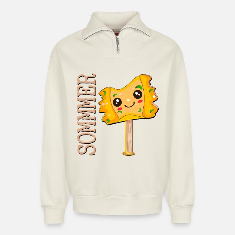 SOMMER EISCREME MAULTASCHEN - Relaxed Unisex Organic Half Zip Sweatshirt – von SPREAD - Naturweiß