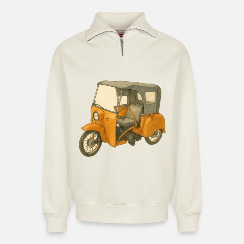 Krause Duo als Comic - Relaxed Unisex Organic Half Zip Sweatshirt – von SPREAD - Naturweiß