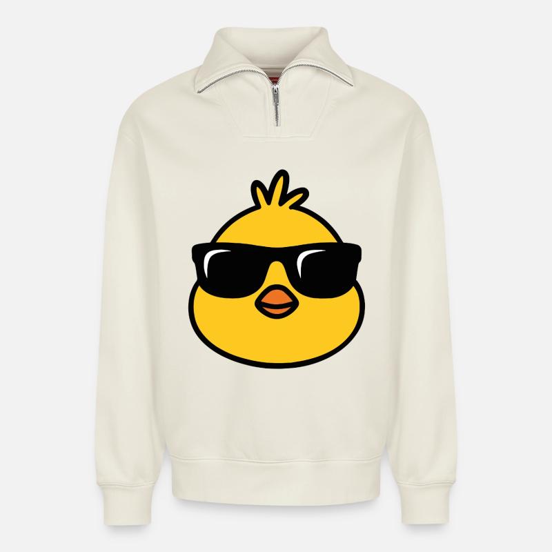 Chick'n'Cool - Relaxed Unisex Organic Half Zip Sweatshirt – von SPREAD - Naturweiß
