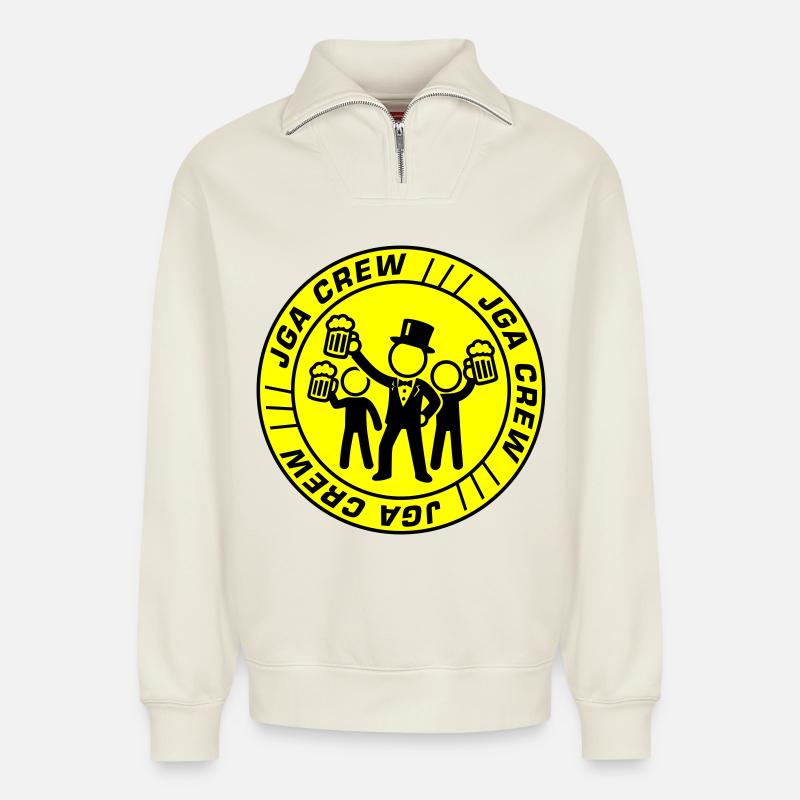 JGA Crew Logo Design - Relaxed Unisex Organic Half Zip Sweatshirt – von SPREAD - Naturweiß