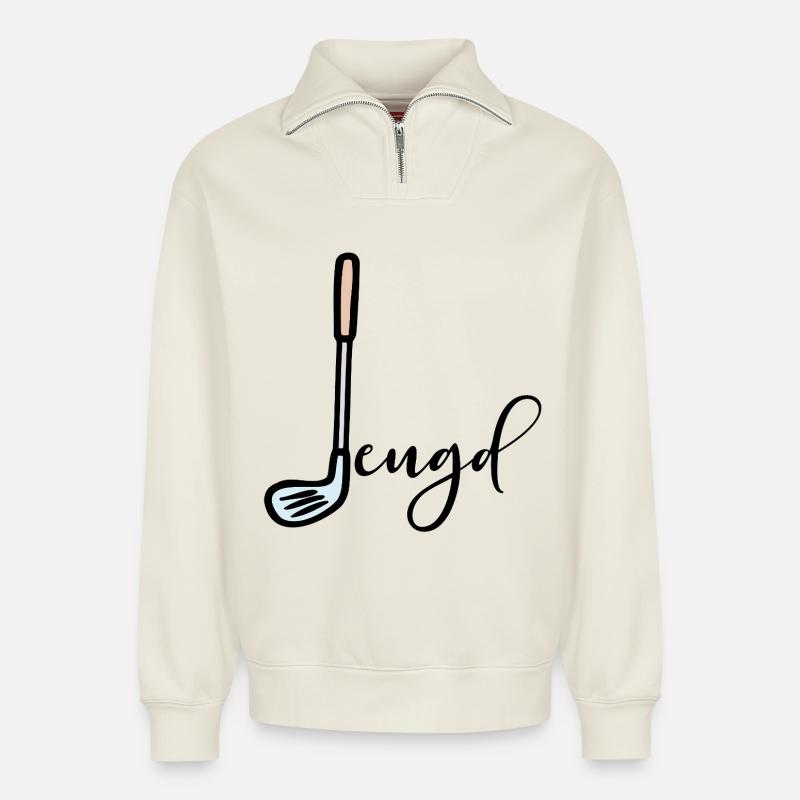 Jugendgolfer Jugend - Relaxed Unisex Organic Half Zip Sweatshirt – von SPREAD - Naturweiß