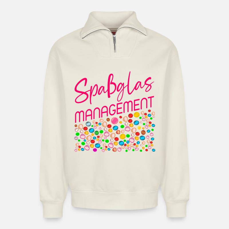 Fun Glass Candy - Relaxed Unisex Organic Half Zip Sweatshirt – by SPREAD - off white