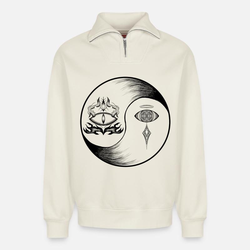 Finde die Ruhe in dir - Relaxed Unisex Organic Half Zip Sweatshirt – von SPREAD - Naturweiß