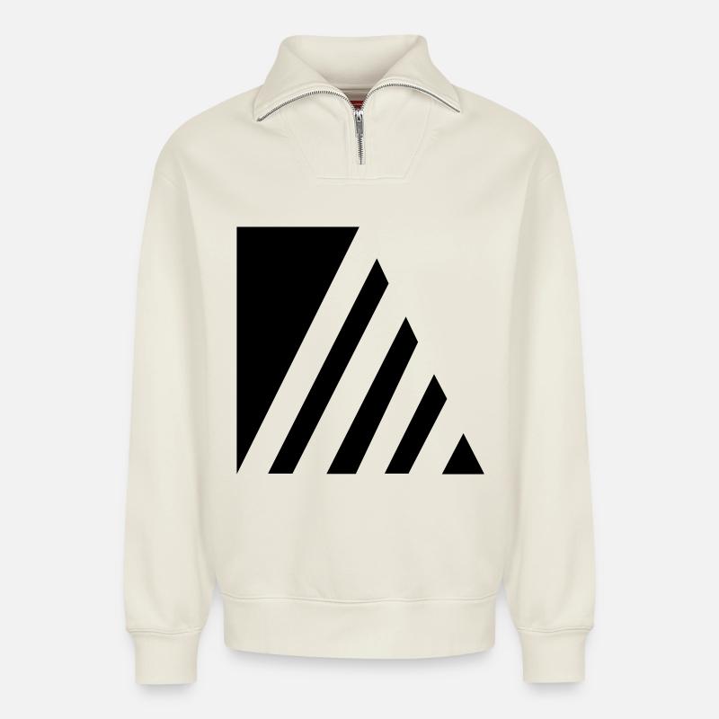 Stilvolle Striche - Relaxed Unisex Organic Half Zip Sweatshirt – von SPREAD - Naturweiß
