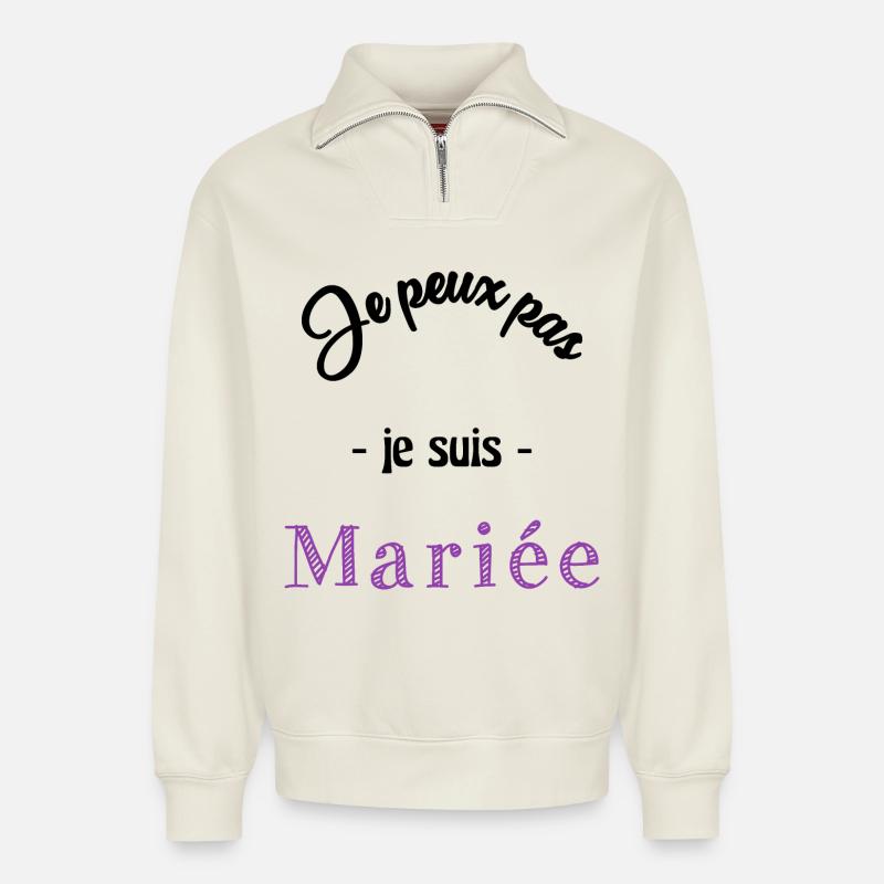 MARIEE. FUTURE MARIEE - Sweat unisexe décontracté en coton biologique à demi-zip – de SPREAD - blanc cassé