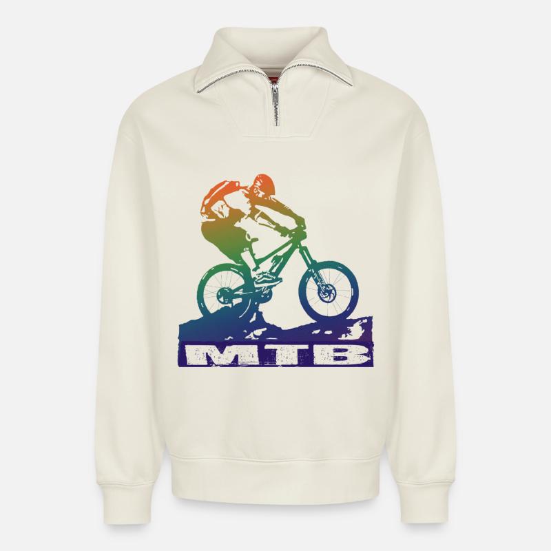 VTT - Sweat unisexe décontracté en coton biologique à demi-zip – de SPREAD - blanc cassé