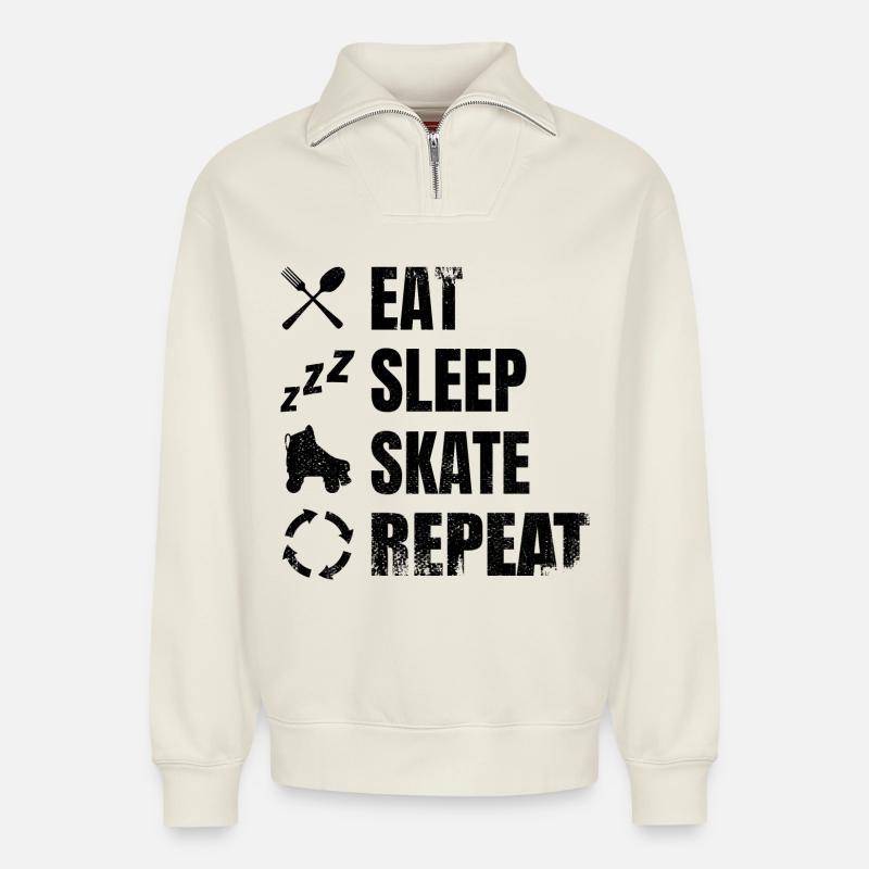 Roller skating routine - Relaxed Unisex Organic Half Zip Sweatshirt – by SPREAD - off white