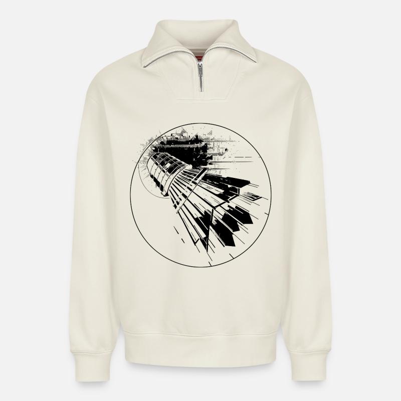 Federball - Relaxed Unisex Organic Half Zip Sweatshirt – von SPREAD - Naturweiß