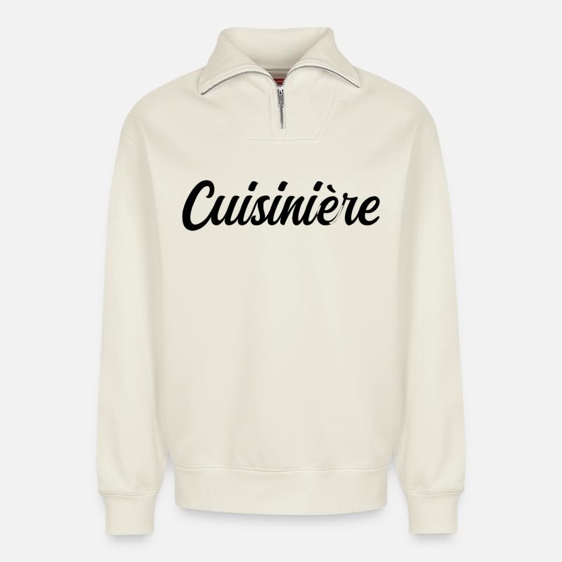 Koch Chef Küche Gastronomie Profi - Relaxed Unisex Organic Half Zip Sweatshirt – von SPREAD - Naturweiß