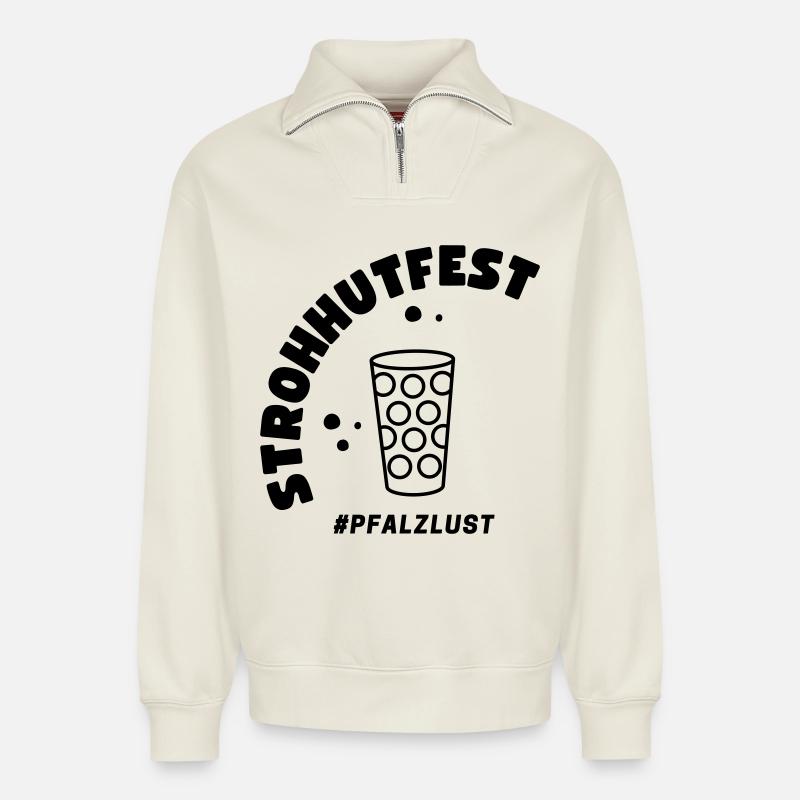 Around Party - Relaxed Unisex Organic Half Zip Sweatshirt – von SPREAD - Naturweiß