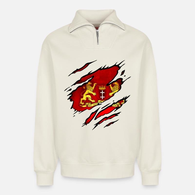 Danzig - Polen - Relaxed Unisex Organic Half Zip Sweatshirt – von SPREAD - Naturweiß
