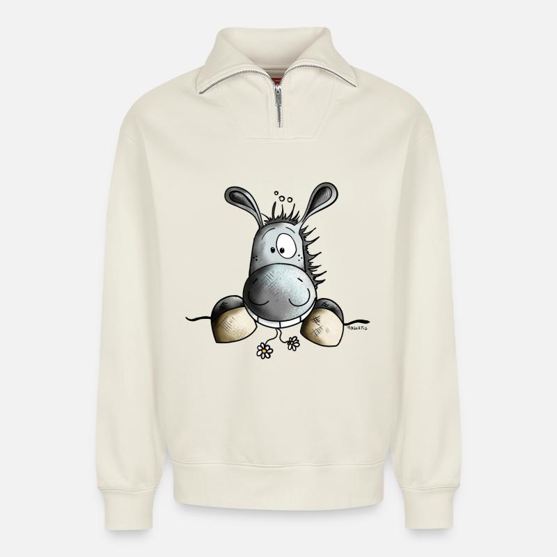 Süßer Esel - Relaxed Unisex Organic Half Zip Sweatshirt – von SPREAD - Naturweiß