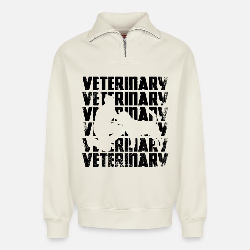 Tiermediziner - Relaxed Unisex Organic Half Zip Sweatshirt – von SPREAD - Naturweiß