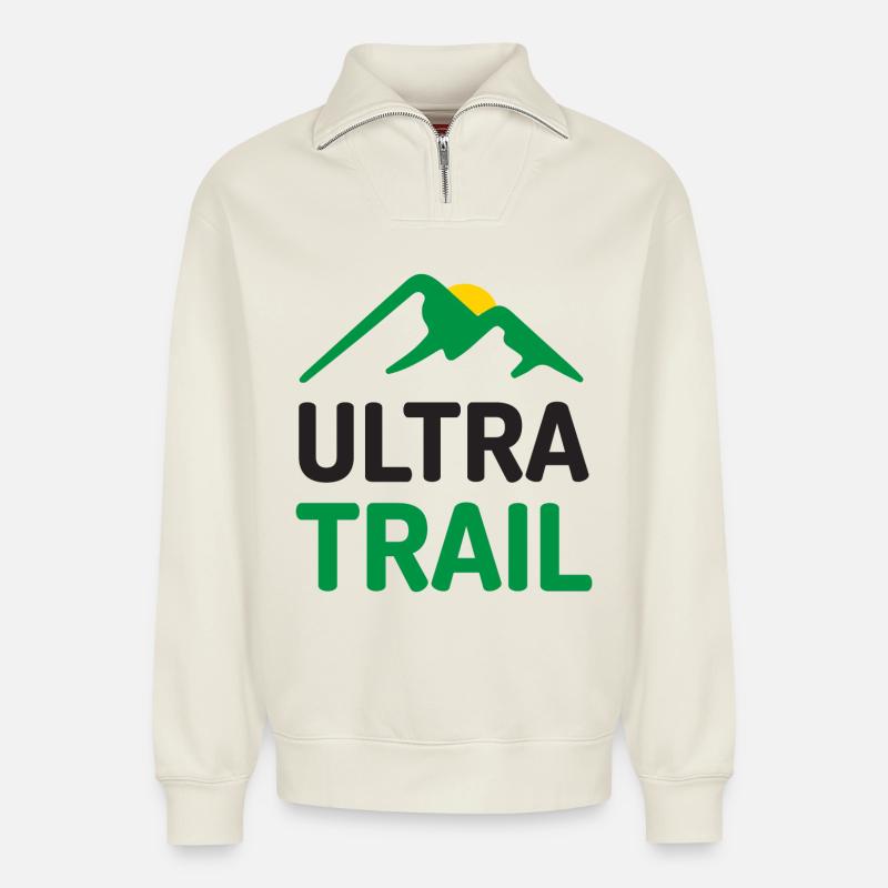 Ultra-Pfad - Relaxed Unisex Organic Half Zip Sweatshirt – von SPREAD - Naturweiß