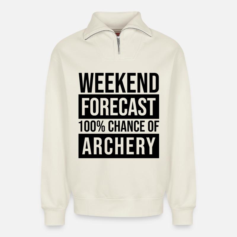 archer - Sweat unisexe décontracté en coton biologique à demi-zip – de SPREAD - blanc cassé