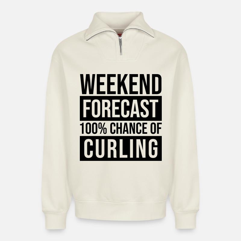 Curling - Relaxed Unisex Organic Half Zip Sweatshirt – von SPREAD - Naturweiß