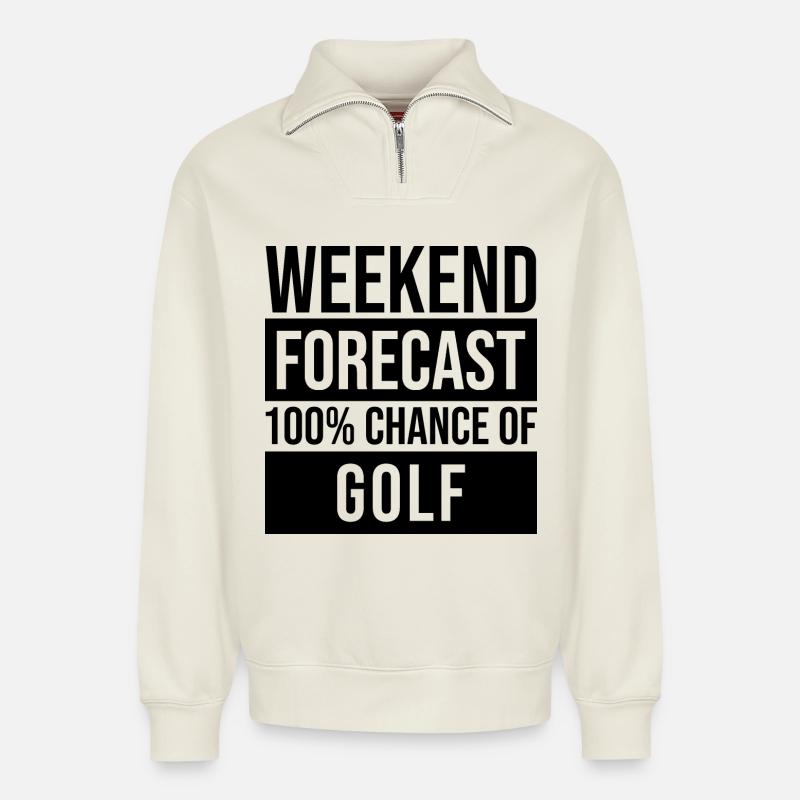 Golf - Relaxed Unisex Organic Half Zip Sweatshirt – von SPREAD - Naturweiß