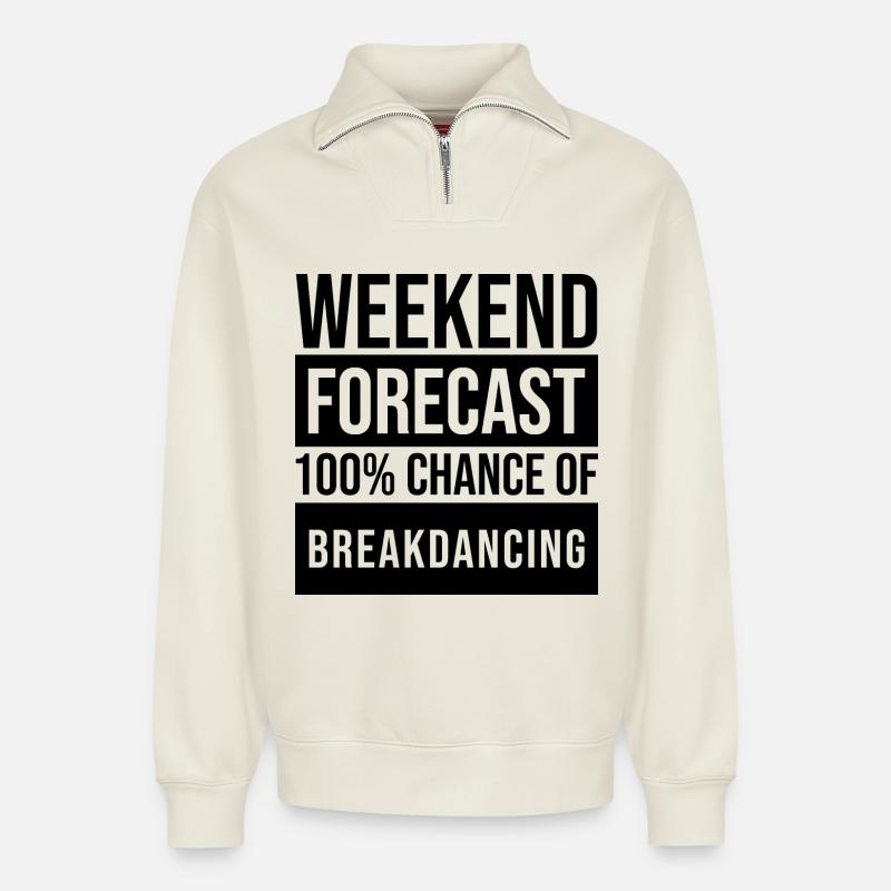 Breakdance - Relaxed Unisex Organic Half Zip Sweatshirt – von SPREAD - Naturweiß