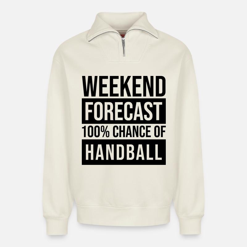 Handball - Relaxed Unisex Organic Half Zip Sweatshirt – von SPREAD - Naturweiß