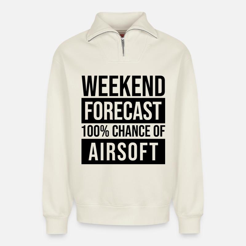 Airsoft - Relaxed Unisex Organic Half Zip Sweatshirt – von SPREAD - Naturweiß