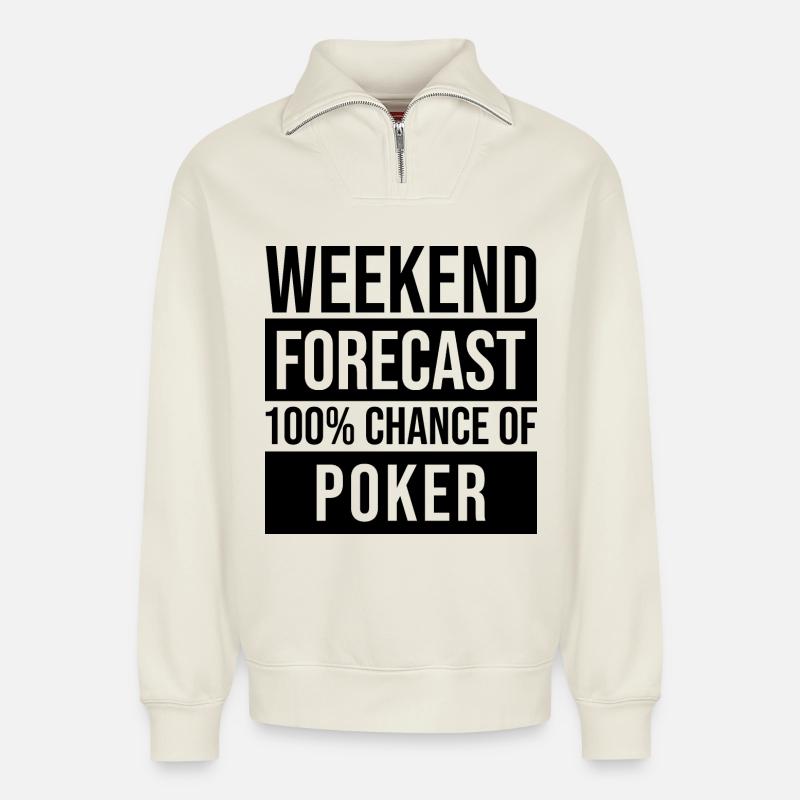 Poker - Relaxed Unisex Organic Half Zip Sweatshirt – von SPREAD - Naturweiß