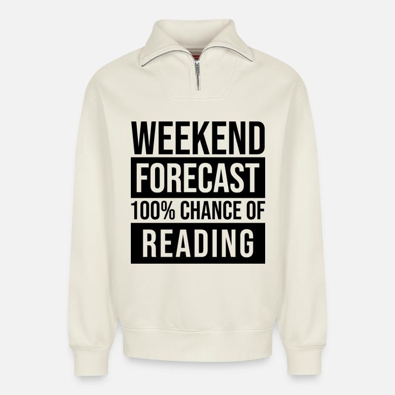 Read - Relaxed Unisex Organic Half Zip Sweatshirt – by SPREAD - off white