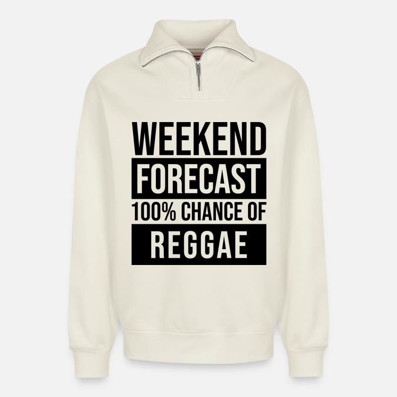 reggae - Sweat unisexe décontracté en coton biologique à demi-zip – de SPREAD - blanc cassé
