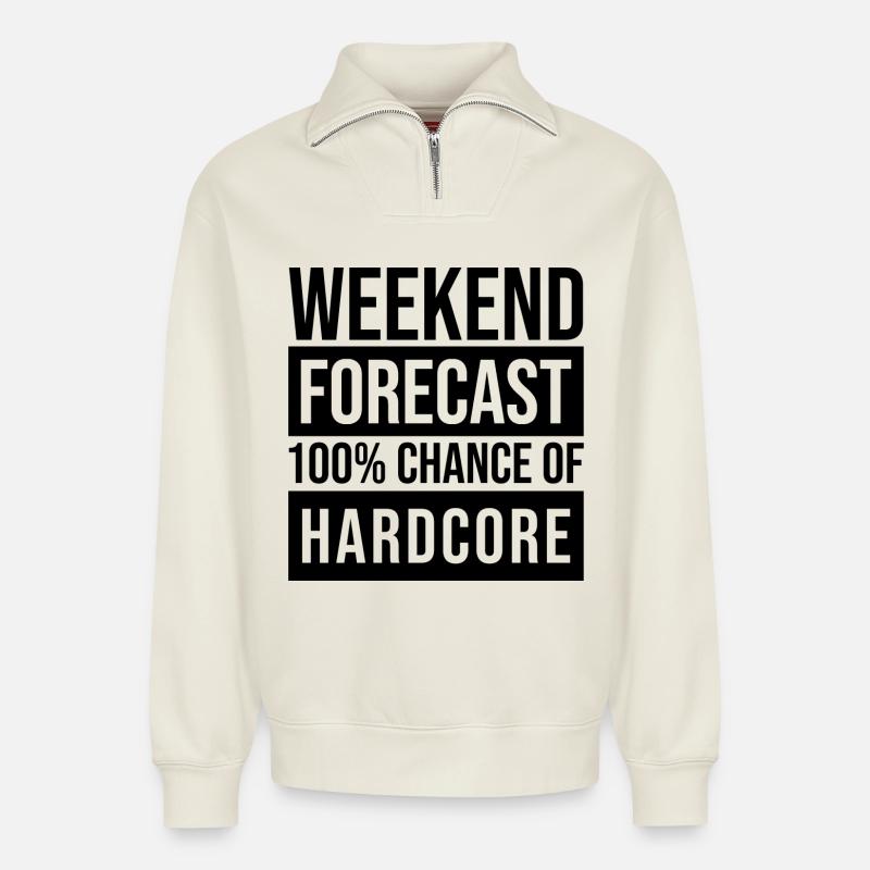 Hardcore - Relaxed Unisex Organic Half Zip Sweatshirt – von SPREAD - Naturweiß