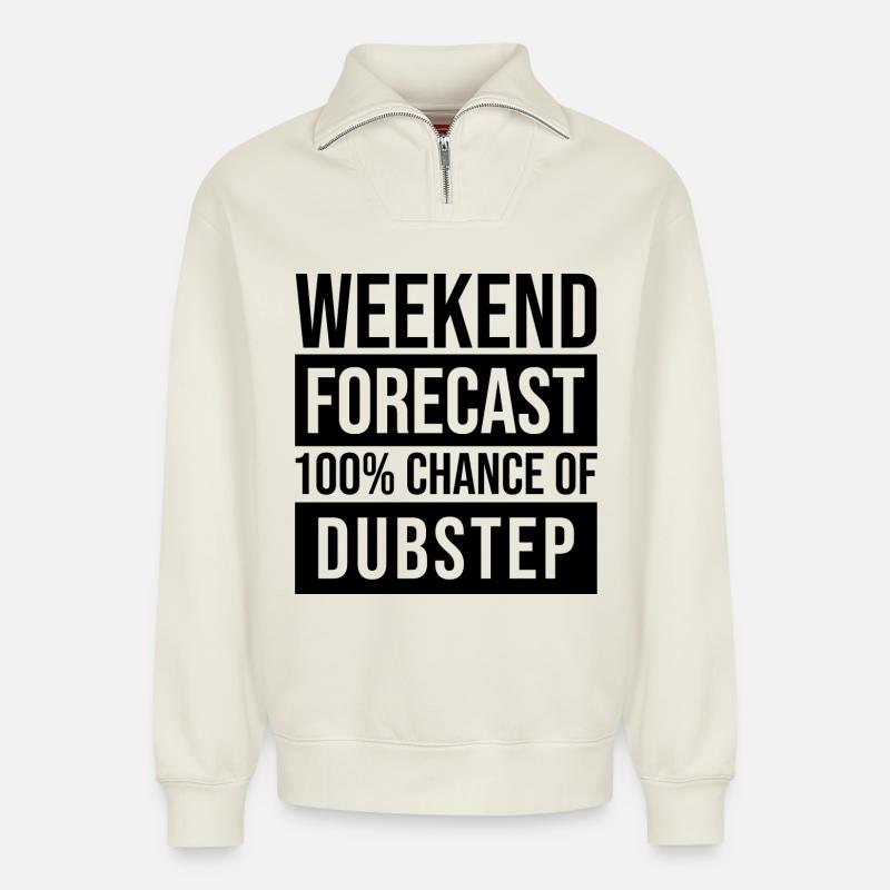 Dubstep - Relaxed Unisex Organic Half Zip Sweatshirt – von SPREAD - Naturweiß