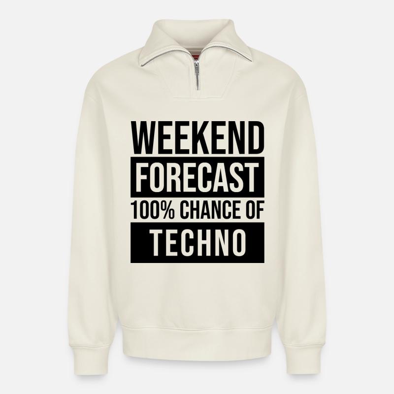 Techno - Relaxed Unisex Organic Half Zip Sweatshirt – by SPREAD - off white