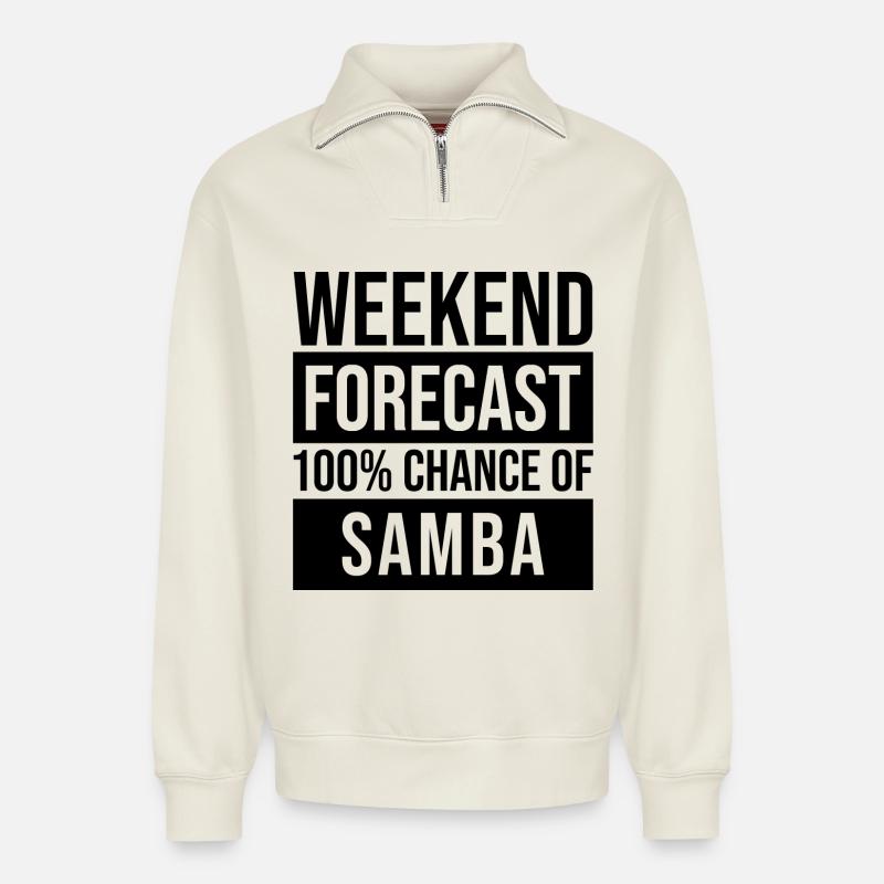 Samba - Sweat unisexe décontracté en coton biologique à demi-zip – de SPREAD - blanc cassé