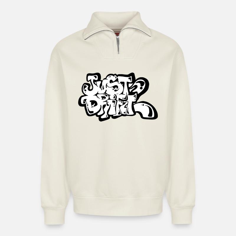 Just Drift - Relaxed Unisex Organic Half Zip Sweatshirt – von SPREAD - Naturweiß