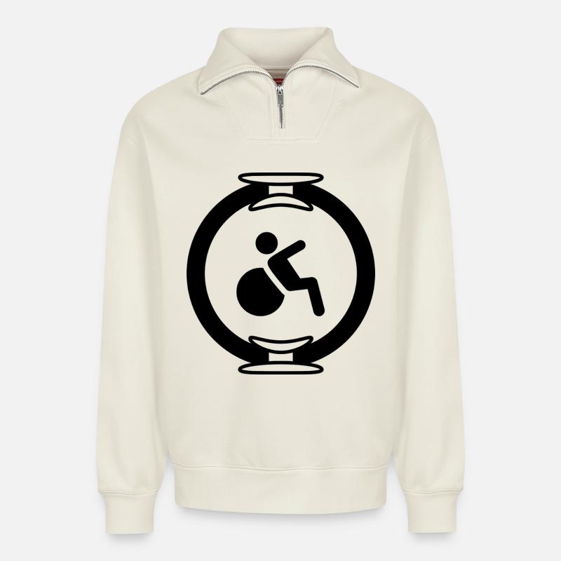 Pilates - Relaxed Unisex Organic Half Zip Sweatshirt – von SPREAD - Naturweiß