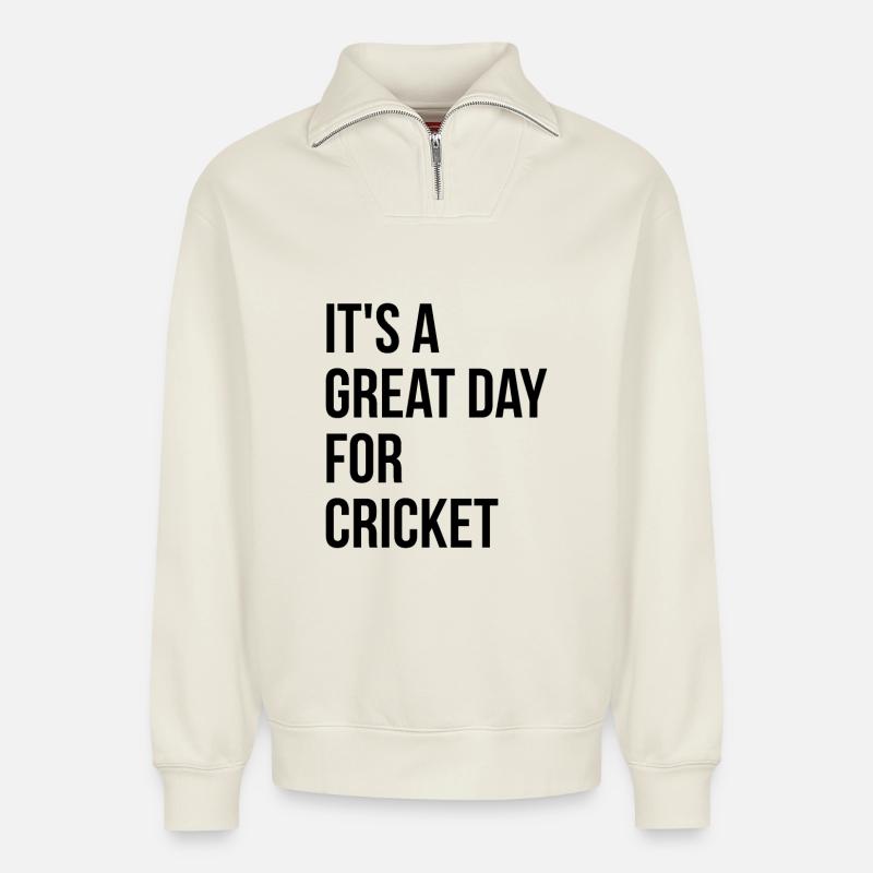 Kricket - Relaxed Unisex Organic Half Zip Sweatshirt – von SPREAD - Naturweiß