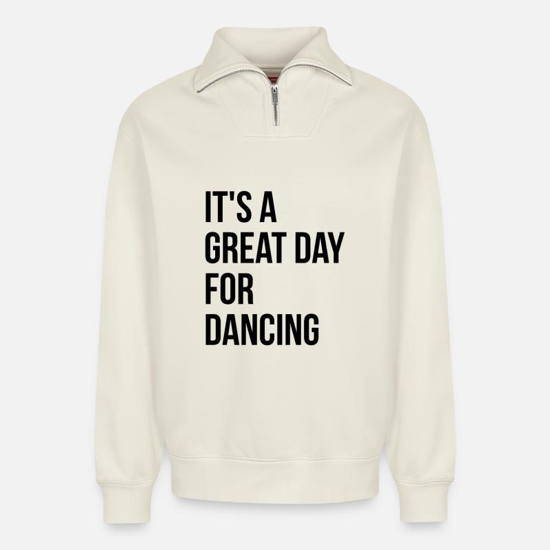 Tanzen - Relaxed Unisex Organic Half Zip Sweatshirt – von SPREAD - Naturweiß