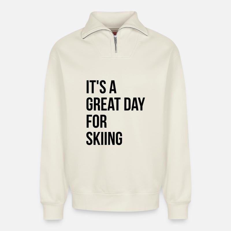Ski - Relaxed Unisex Organic Half Zip Sweatshirt – von SPREAD - Naturweiß