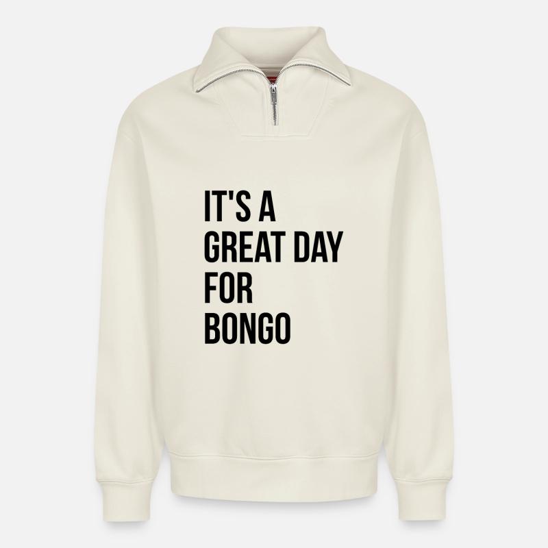 Bongo - Relaxed Unisex Organic Half Zip Sweatshirt – by SPREAD - off white