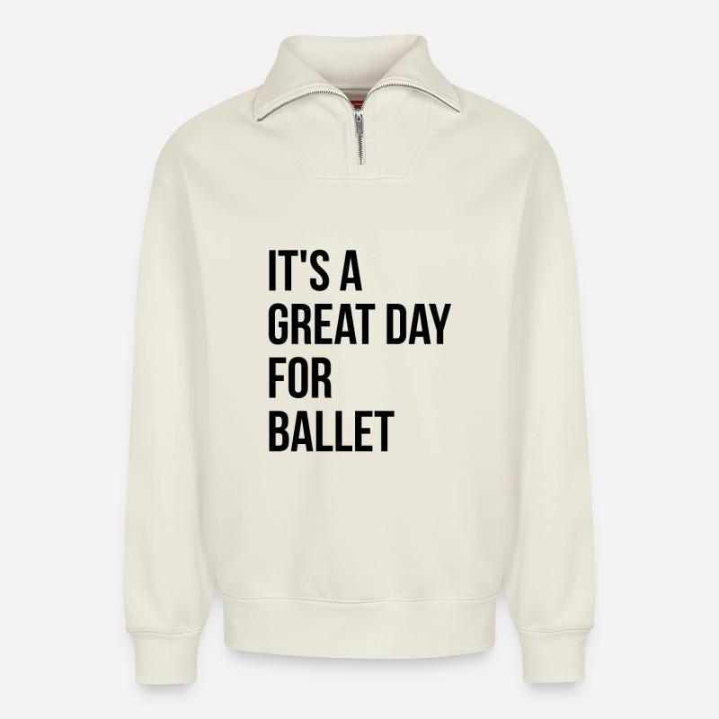 Ballet - Relaxed Unisex Organic Half Zip Sweatshirt – by SPREAD - off white