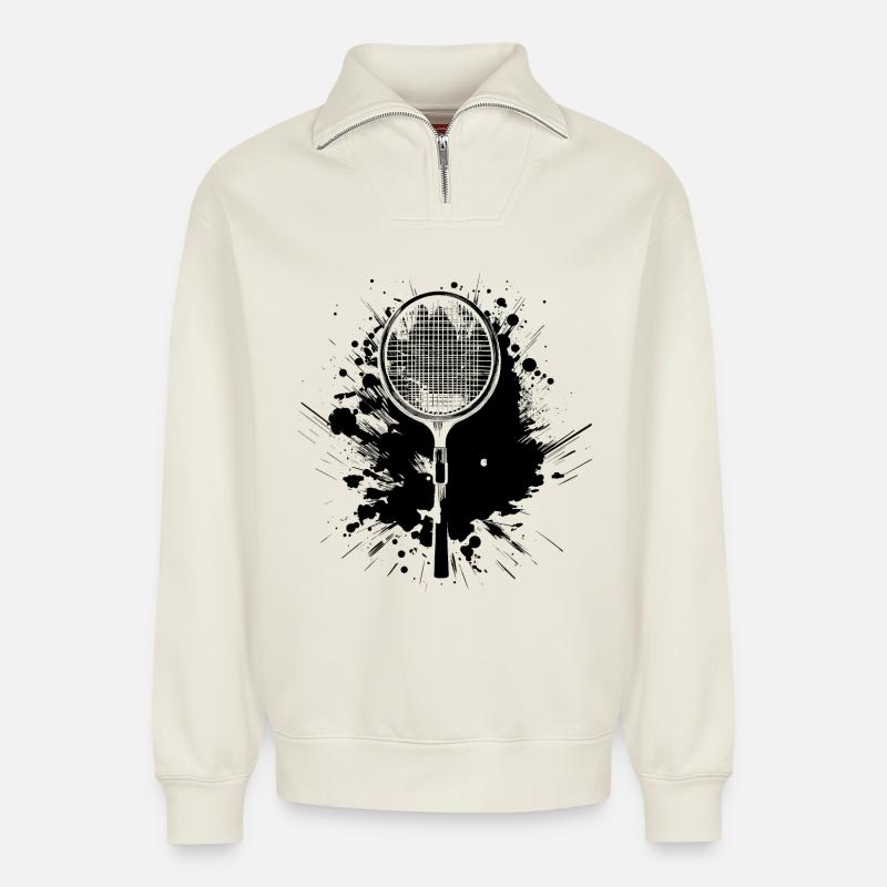Badmintonschläger - Relaxed Unisex Organic Half Zip Sweatshirt – von SPREAD - Naturweiß