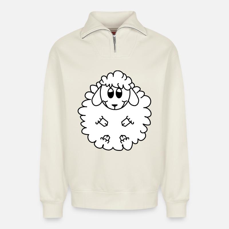 Merinoschaf  - Relaxed Unisex Organic Half Zip Sweatshirt – von SPREAD - Naturweiß