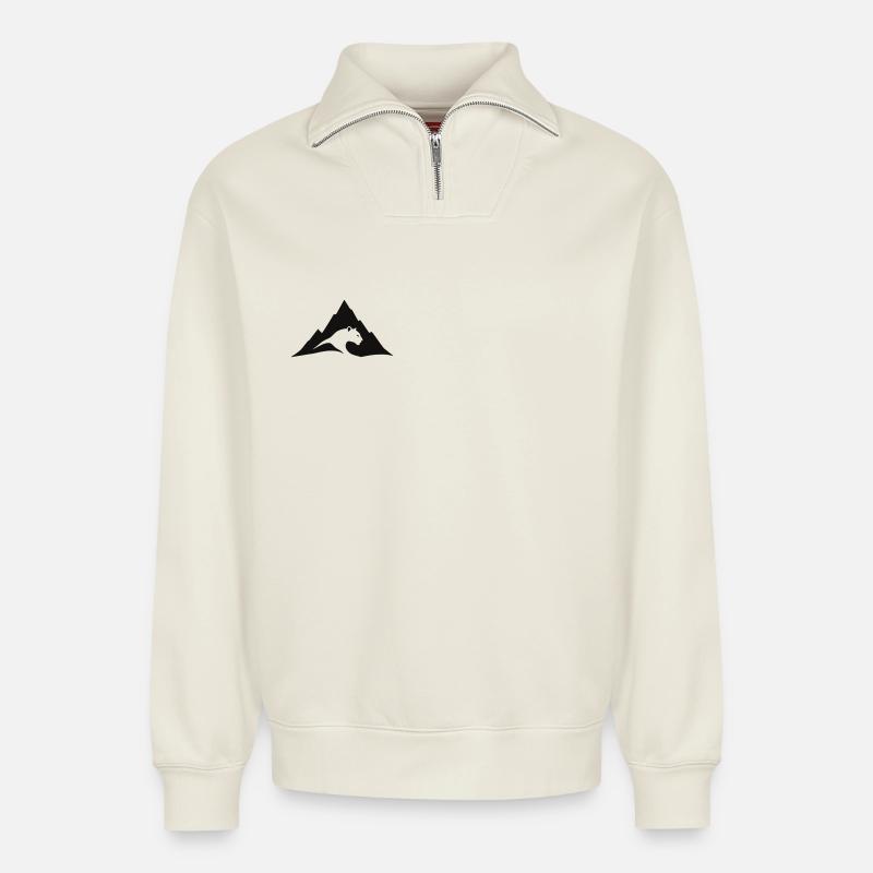 Panther - Relaxed Unisex Organic Half Zip Sweatshirt – von SPREAD - Naturweiß