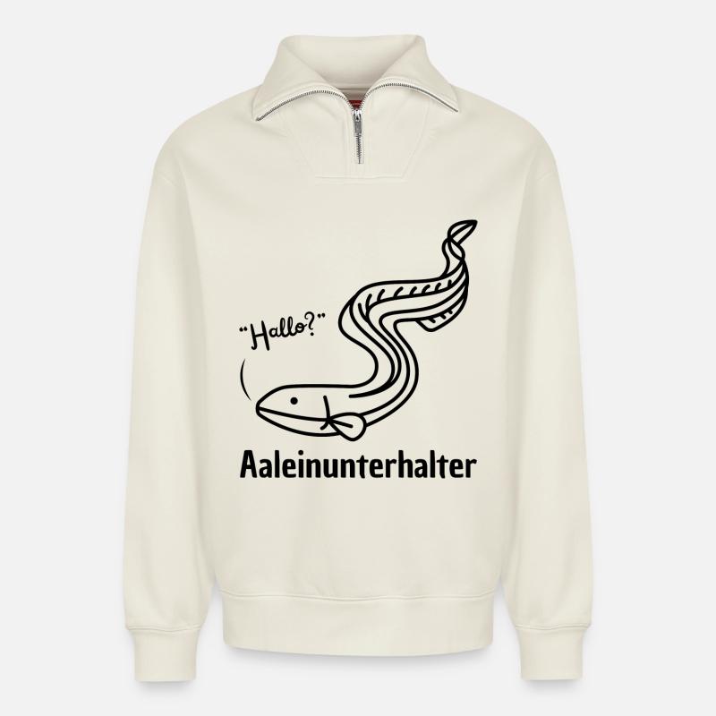 Aaleinunterhalter - Relaxed Unisex Organic Half Zip Sweatshirt – von SPREAD - Naturweiß