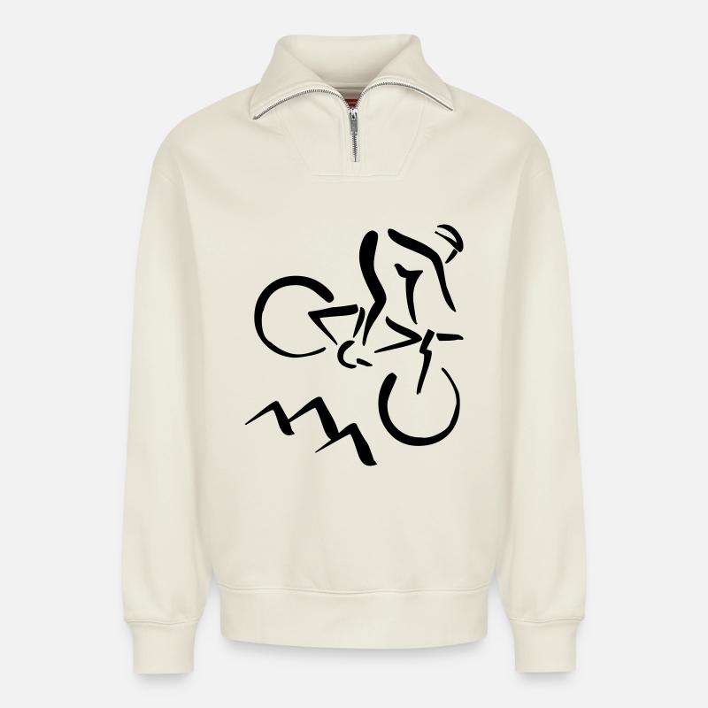 Biker - Relaxed Unisex Organic Half Zip Sweatshirt – by SPREAD - off white