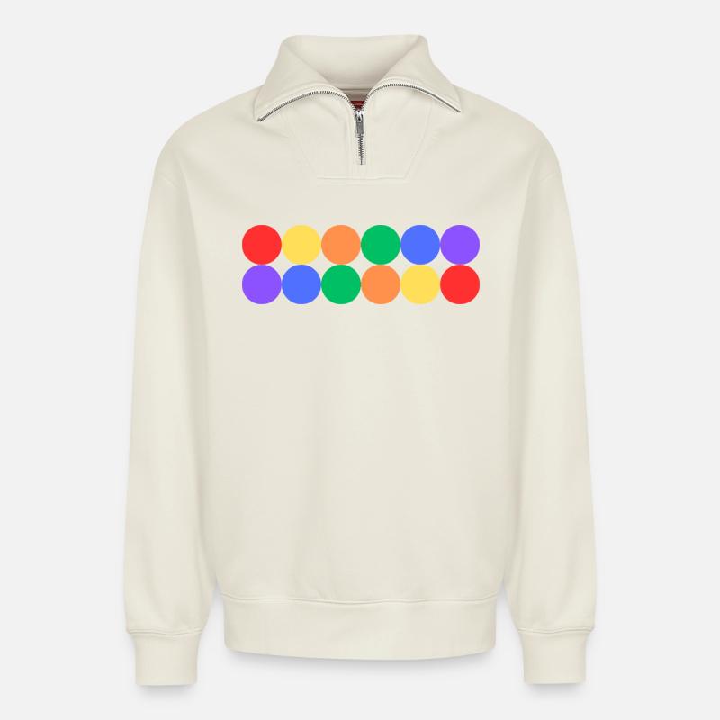 Rainbow Pride - Relaxed Unisex Organic Half Zip Sweatshirt – by SPREAD - off white