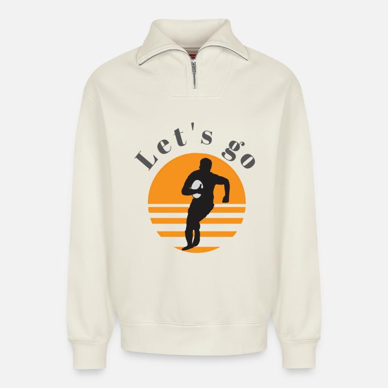 rugby - Relaxed Unisex Organic Half Zip Sweatshirt – by SPREAD - off white