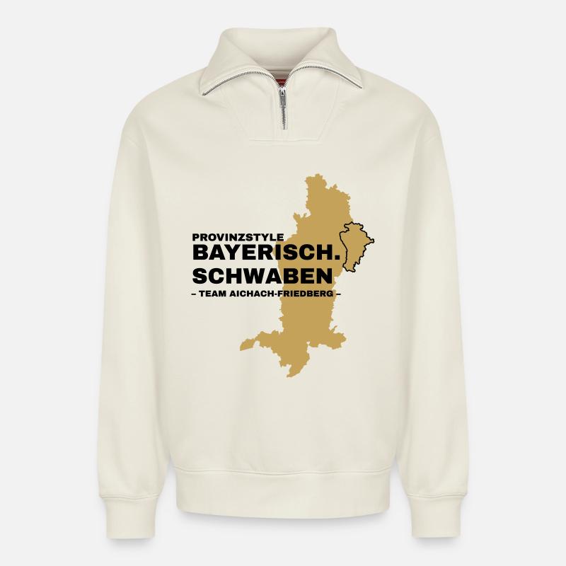 Souabe | AICHACH-FRIEDBERG - Sweat unisexe décontracté en coton biologique à demi-zip – de SPREAD - blanc cassé